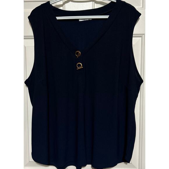 89th + Madison Women's Navy Blue Tank Top Toggle‎ Buttons Size 2X - Picture 1 of 5